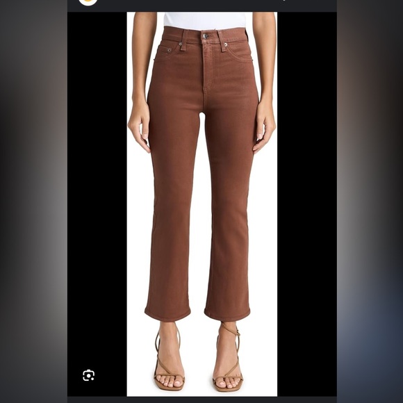 Pistola Lennon High Rise Cropped Coated Jeans in cognac brown - Picture 9 of 10